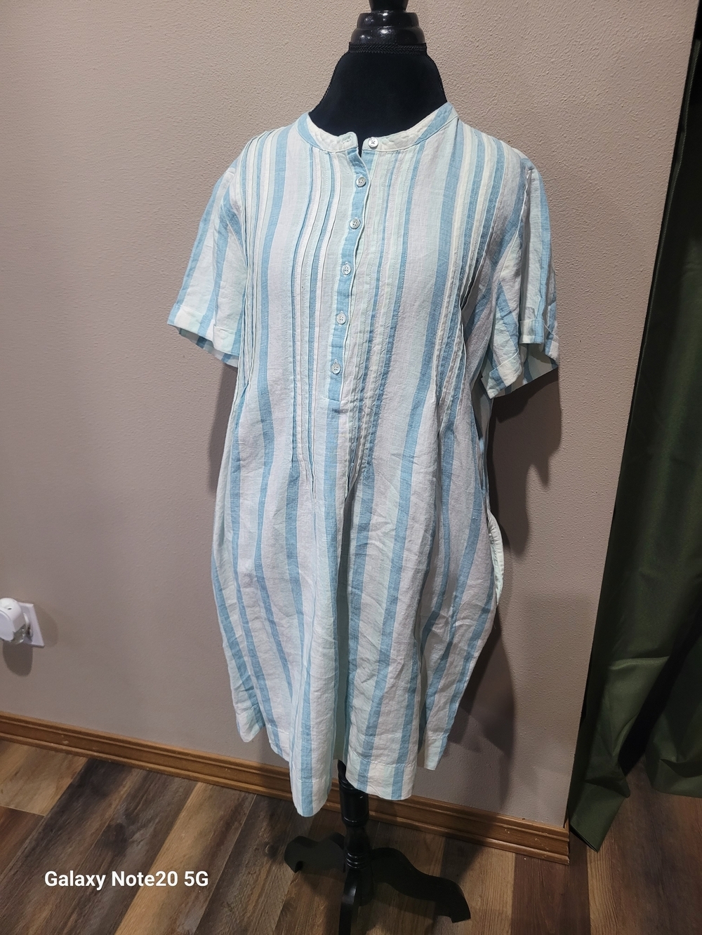 Faherty Blue/White Striped Linen Tunic Dress - Size XL, EUC